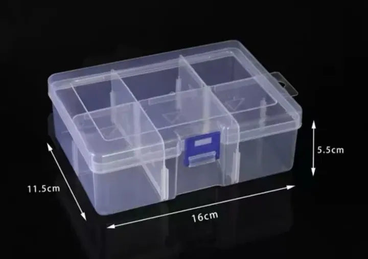 6 Compartment Transparent Plastic Box, Adjustable Plastic Storage Box, Multiple Compartments Jewelry Box 6 Compartment Transparent Plastic Box, Adjustable Plastic Storage Box, Multiple Compartments Jewelry Box